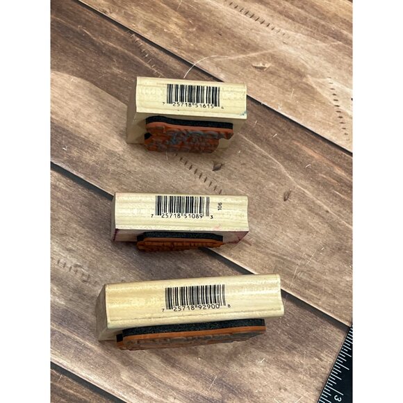 SET OF 3 INKADINKADO HOLIDAY THEMED WOOD MOUNTED RUBBER STAMPS POLAR BEAR JESUS - Picture 2 of 6